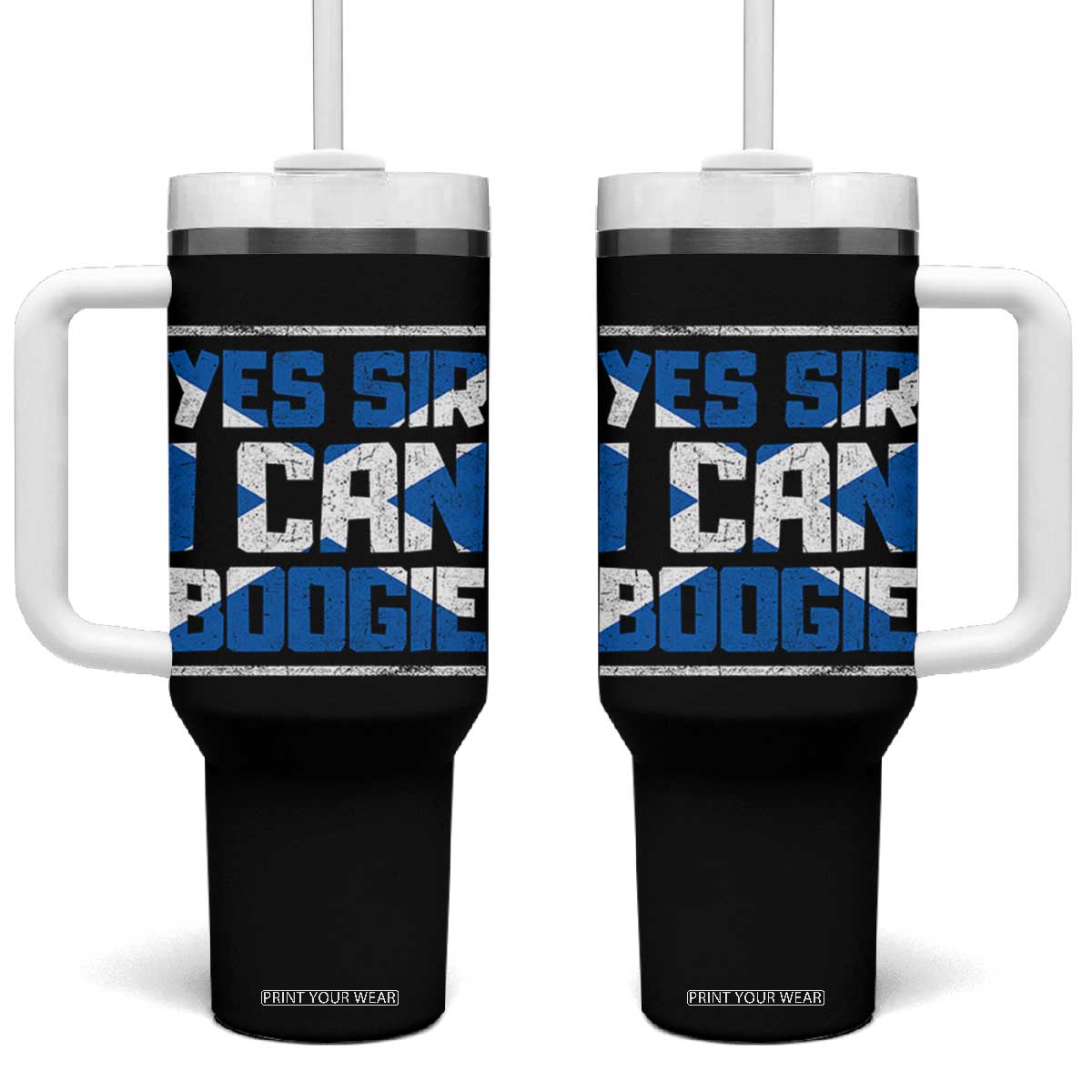 Funny Scottish Anthem Fan Saltire Flag Tumbler With Handle Yes Sir I Can Boogie Sports Style Scotland Football Supporters