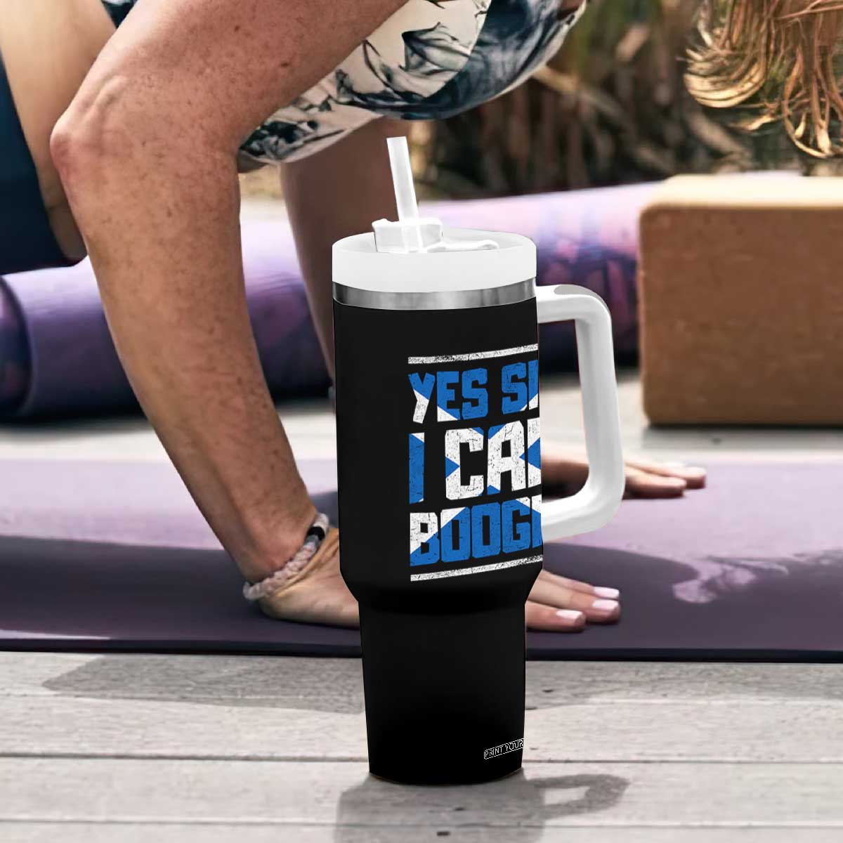 Funny Scottish Anthem Fan Saltire Flag Tumbler With Handle Yes Sir I Can Boogie Sports Style Scotland Football Supporters