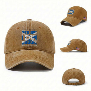 Funny Scottish Anthem Fan Saltire Flag Washed Cotton Baseball Cap Yes Sir I Can Boogie Sports Style Scotland Football Supporters