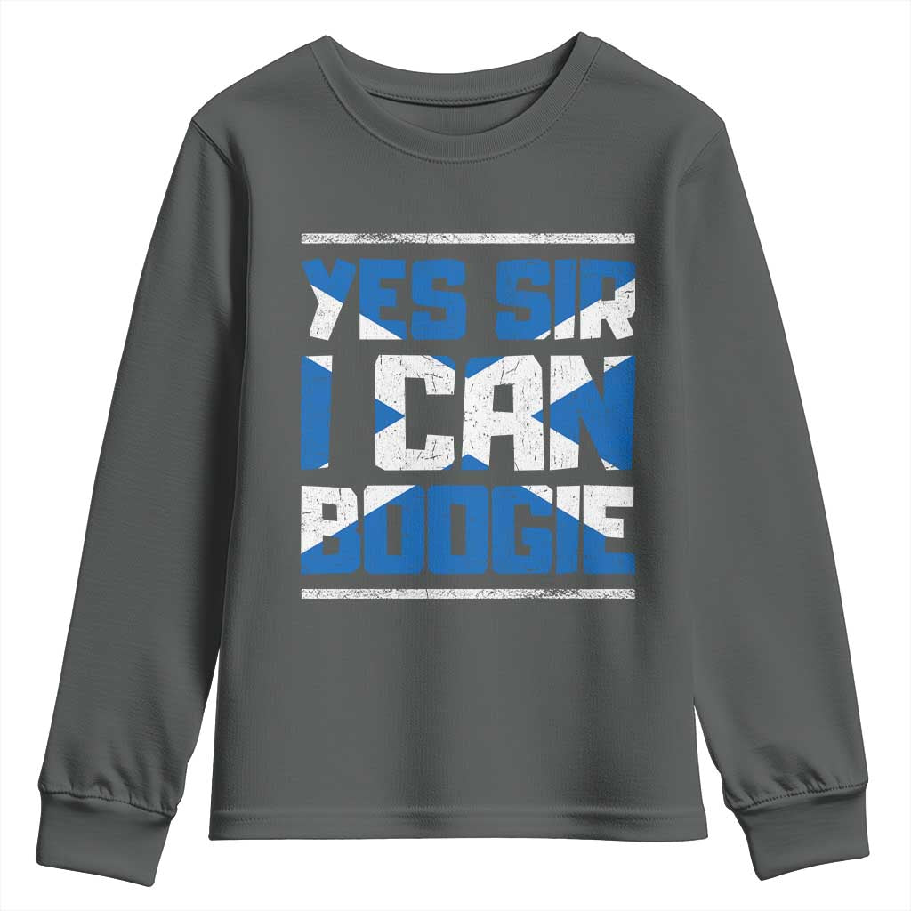 Funny Scottish Anthem Fan Saltire Flag Youth Sweatshirt Yes Sir I Can Boogie Sports Style Scotland Football Supporters