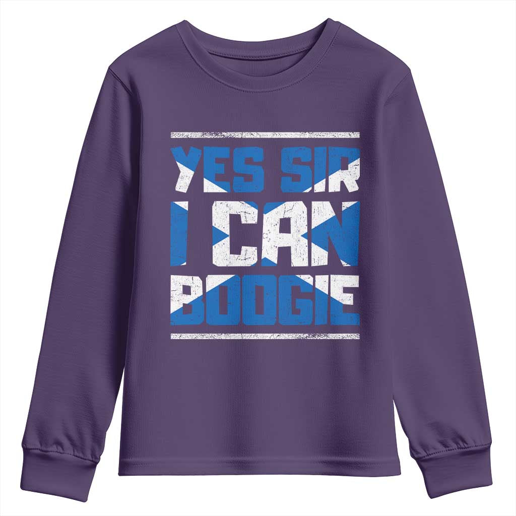Funny Scottish Anthem Fan Saltire Flag Youth Sweatshirt Yes Sir I Can Boogie Sports Style Scotland Football Supporters