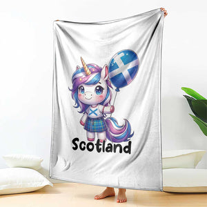 Cute Unicorn Wearing Tartan Kilt Holding Saltire Flag Graphic Throw Blanket