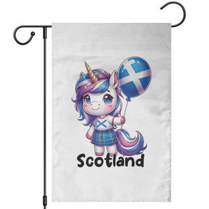 Cute Unicorn Wearing Tartan Kilt Holding Saltire Flag Graphic Garden Flag