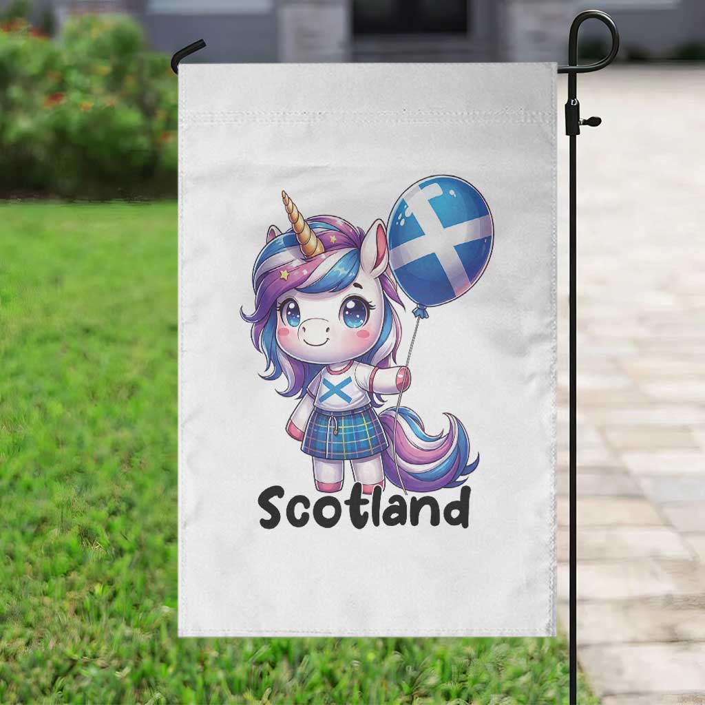 Cute Unicorn Wearing Tartan Kilt Holding Saltire Flag Graphic Garden Flag