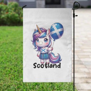 Cute Unicorn Wearing Tartan Kilt Holding Saltire Flag Graphic Garden Flag