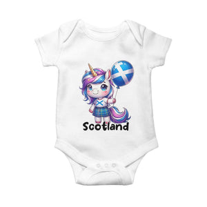 Cute Unicorn Wearing Tartan Kilt Holding Saltire Flag Graphic Baby Onesie