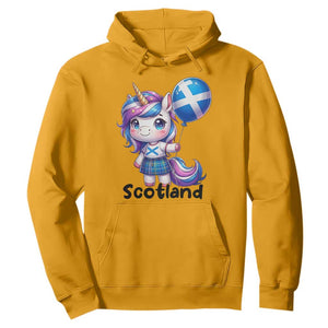 Cute Unicorn Wearing Tartan Kilt Holding Saltire Flag Graphic Hoodie