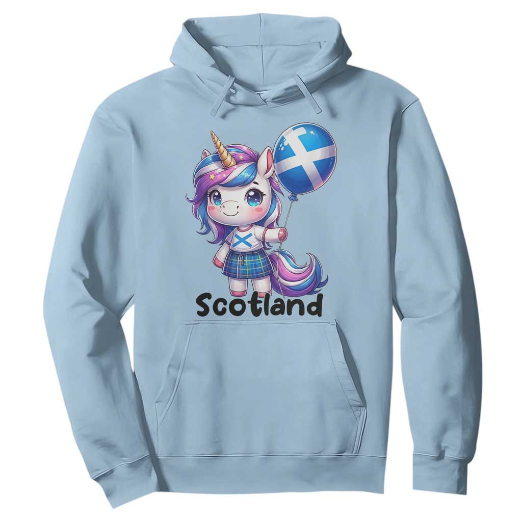 Cute Unicorn Wearing Tartan Kilt Holding Saltire Flag Graphic Hoodie