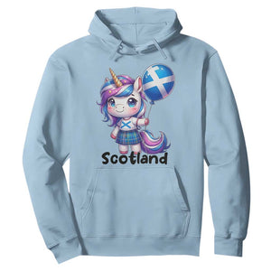 Cute Unicorn Wearing Tartan Kilt Holding Saltire Flag Graphic Hoodie