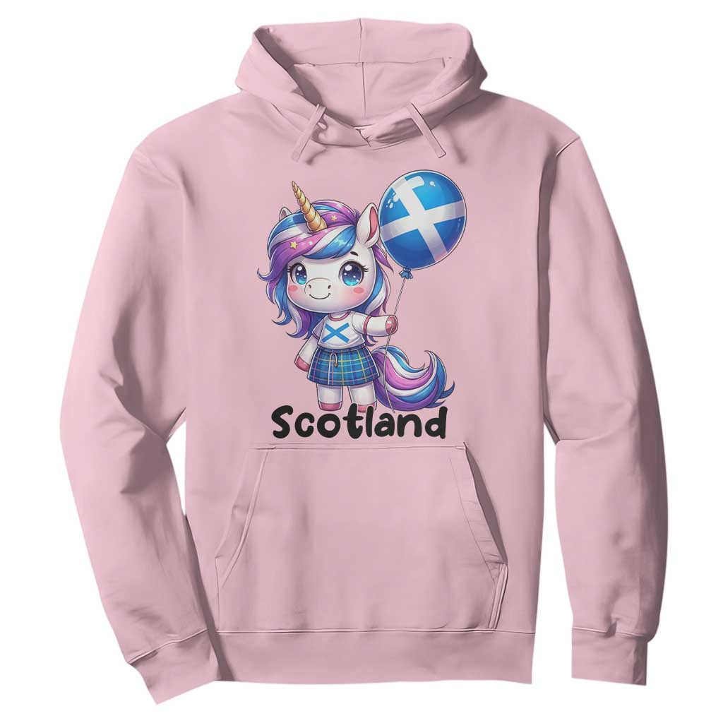 Cute Unicorn Wearing Tartan Kilt Holding Saltire Flag Graphic Hoodie