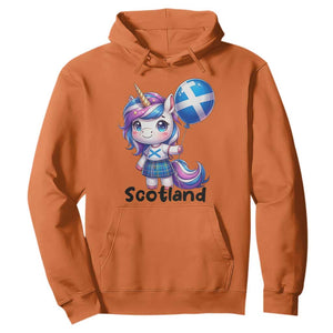 Cute Unicorn Wearing Tartan Kilt Holding Saltire Flag Graphic Hoodie