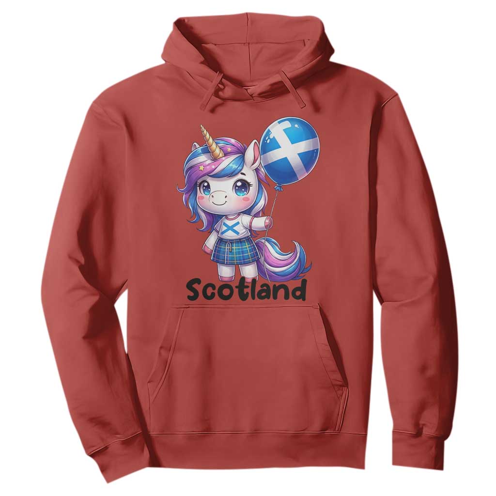 Cute Unicorn Wearing Tartan Kilt Holding Saltire Flag Graphic Hoodie