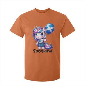 Cute Unicorn Wearing Tartan Kilt Holding Saltire Flag Graphic T Shirt For Kid