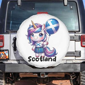 Cute Unicorn Wearing Tartan Kilt Holding Saltire Flag Graphic Spare Tire Cover