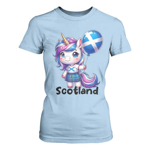 Cute Unicorn Wearing Tartan Kilt Holding Saltire Flag Graphic T Shirt For Women