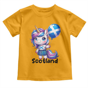 Cute Unicorn Wearing Tartan Kilt Holding Saltire Flag Graphic Toddler T Shirt