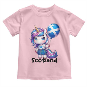 Cute Unicorn Wearing Tartan Kilt Holding Saltire Flag Graphic Toddler T Shirt