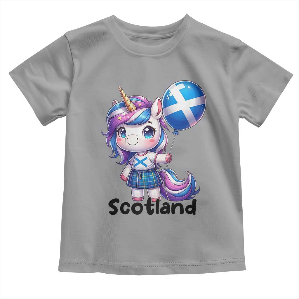 Cute Unicorn Wearing Tartan Kilt Holding Saltire Flag Graphic Toddler T Shirt