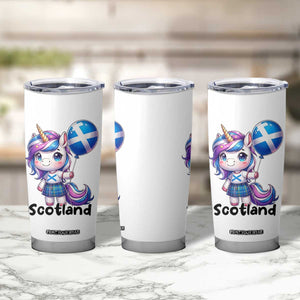 Cute Unicorn Wearing Tartan Kilt Holding Saltire Flag Graphic Tumbler Cup