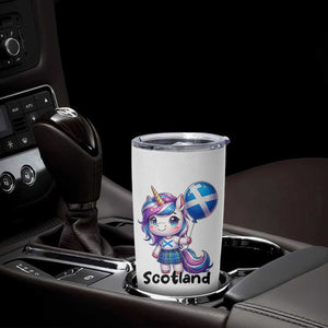 Cute Unicorn Wearing Tartan Kilt Holding Saltire Flag Graphic Tumbler Cup
