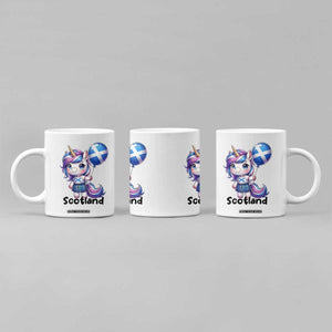 Cute Unicorn Wearing Tartan Kilt Holding Saltire Flag Graphic Coffee Mug