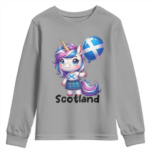 Cute Unicorn Wearing Tartan Kilt Holding Saltire Flag Graphic Youth Sweatshirt