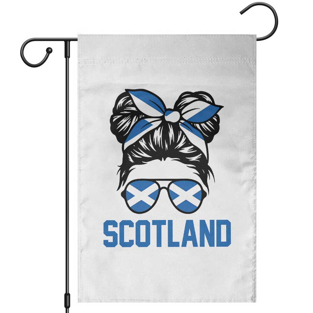 Scotland Messy Bun Hair Saltire Flag Ribbon Bow Garden Flag Scottish Pride for Girls Women TS02 White Print Your Wear