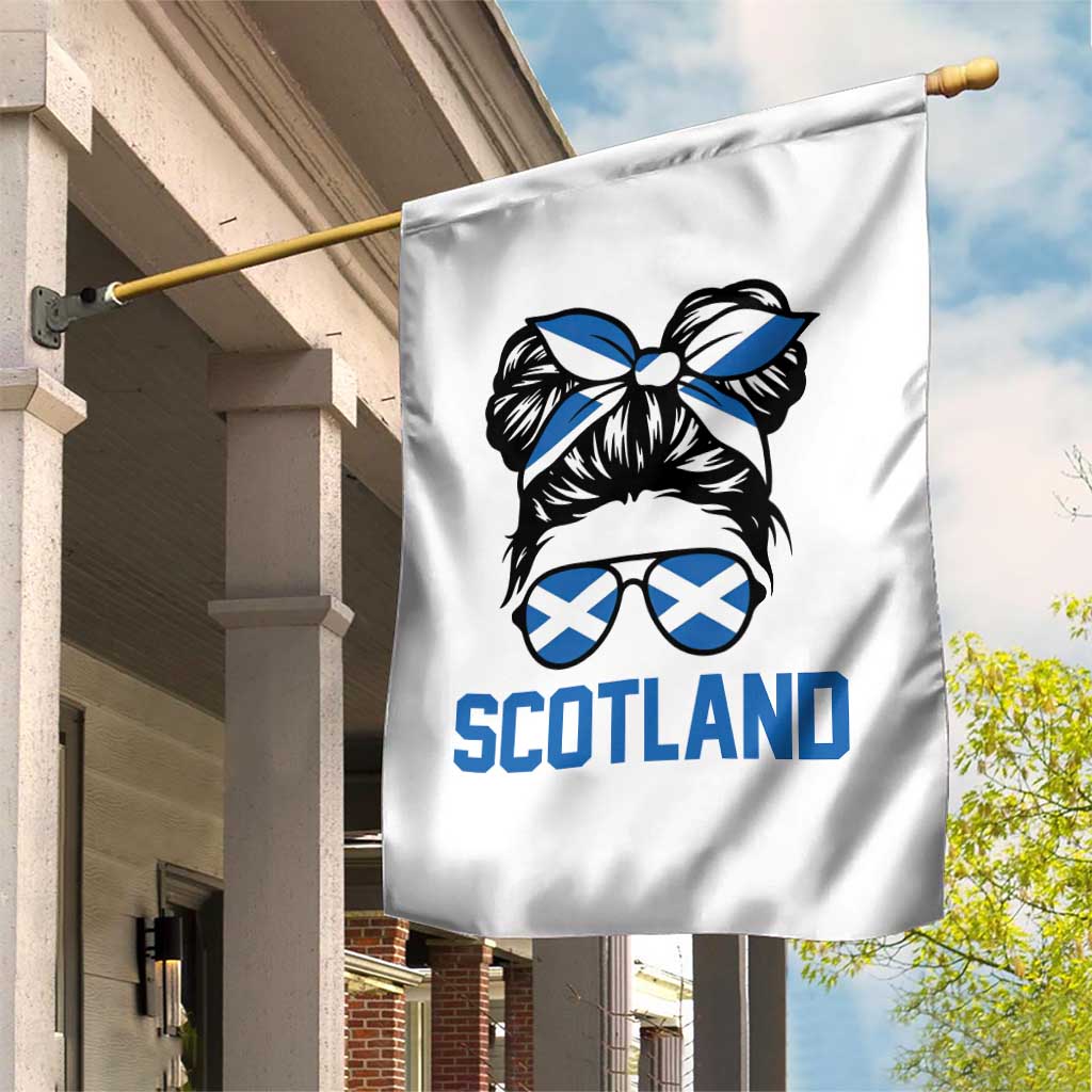 Scotland Messy Bun Hair Saltire Flag Ribbon Bow Garden Flag Scottish Pride for Girls Women