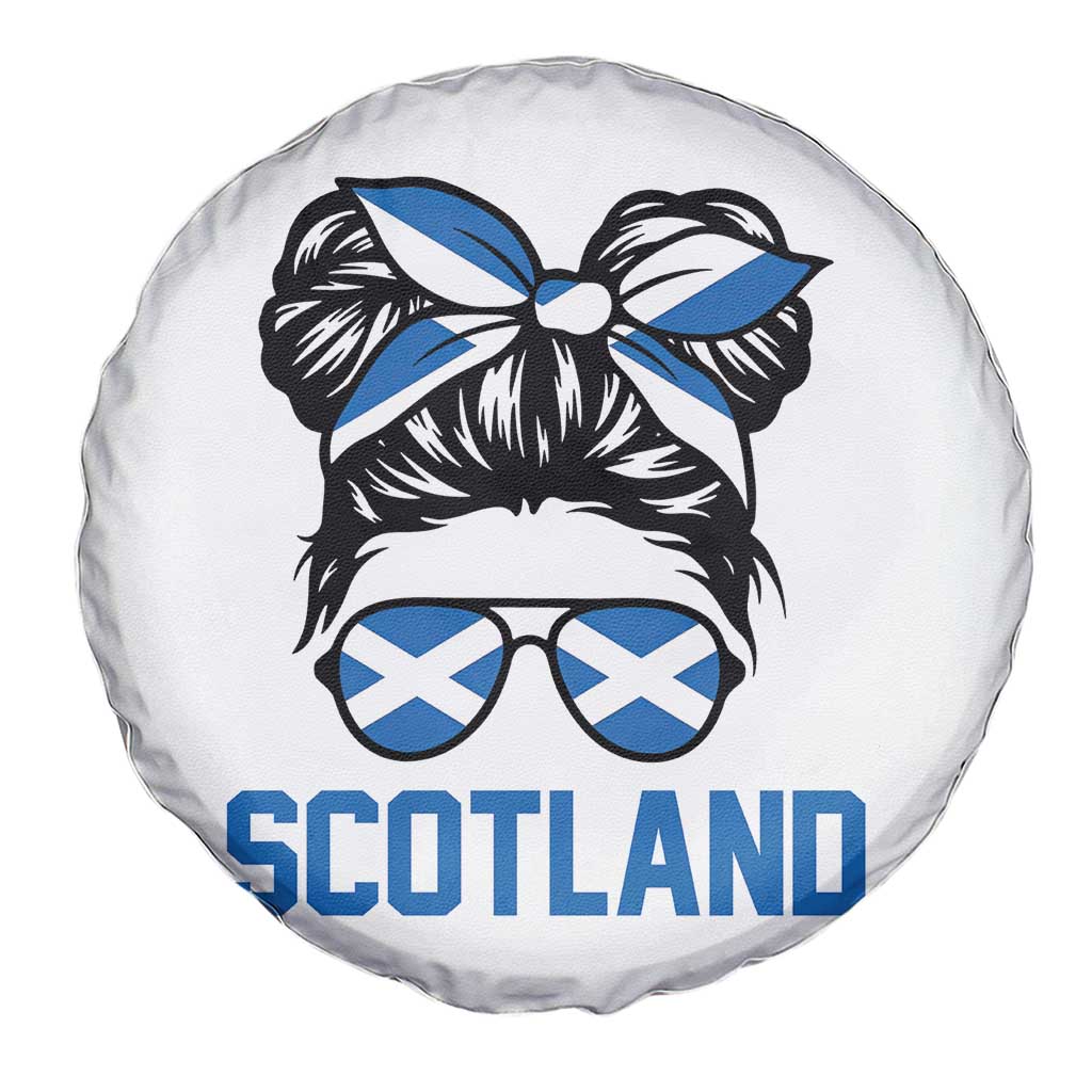 Scotland Messy Bun Hair Saltire Flag Ribbon Bow Spare Tire Cover Scottish Pride for Girls Women