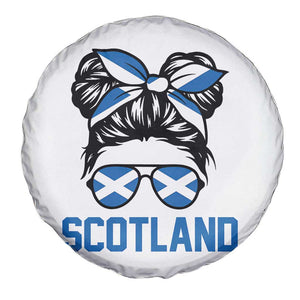 Scotland Messy Bun Hair Saltire Flag Ribbon Bow Spare Tire Cover Scottish Pride for Girls Women