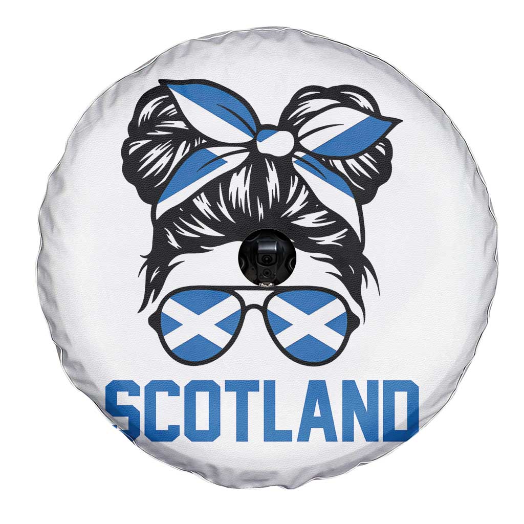 Scotland Messy Bun Hair Saltire Flag Ribbon Bow Spare Tire Cover Scottish Pride for Girls Women