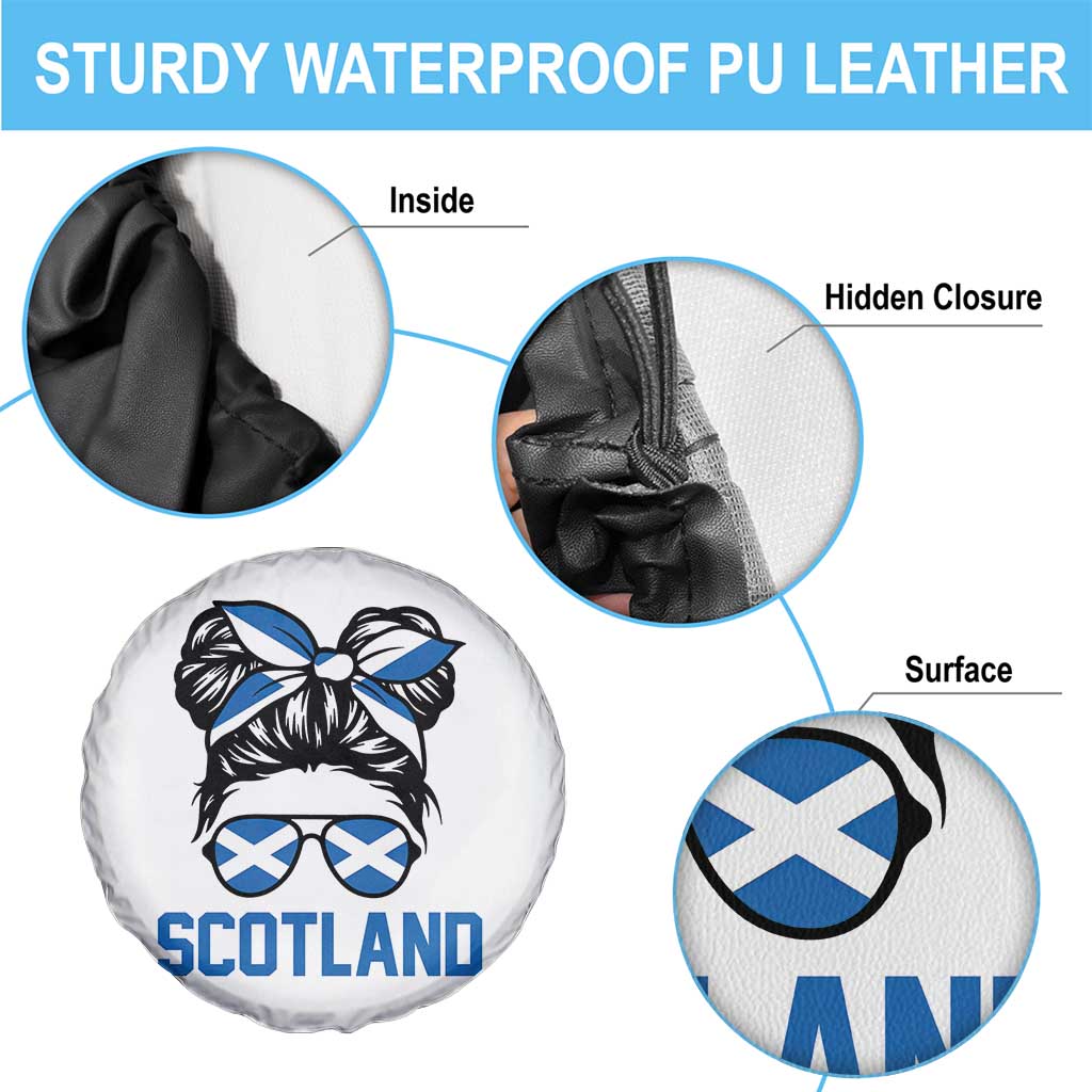 Scotland Messy Bun Hair Saltire Flag Ribbon Bow Spare Tire Cover Scottish Pride for Girls Women