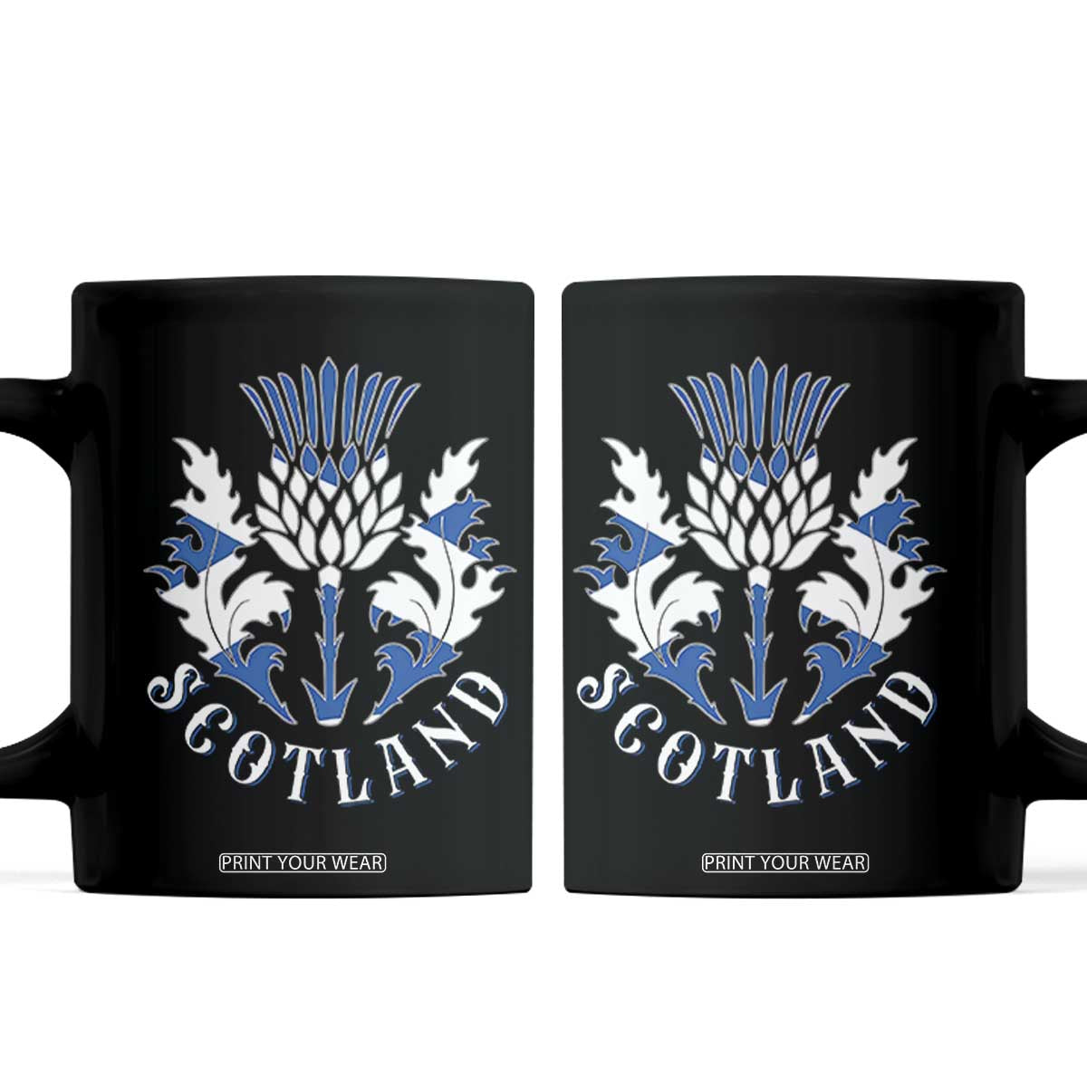 Scotland Thistle Floral Emblem Coffee Mug Stylized Gothic Heraldry Scottish Heritage Pride