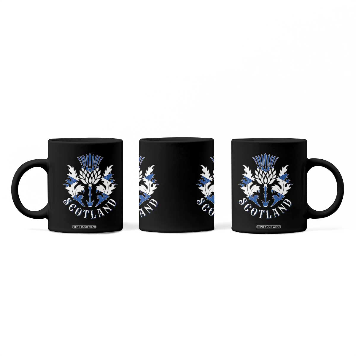 Scotland Thistle Floral Emblem Coffee Mug Stylized Gothic Heraldry Scottish Heritage Pride