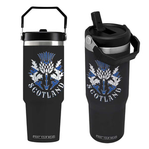 Scotland Thistle Floral Emblem Flip Straw Tumbler Stylized Gothic Heraldry Scottish Heritage Pride