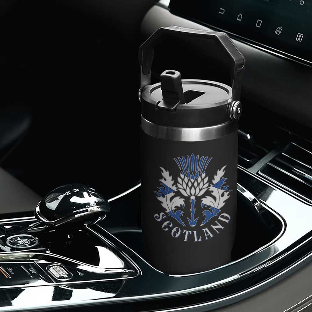 Scotland Thistle Floral Emblem Flip Straw Tumbler Stylized Gothic Heraldry Scottish Heritage Pride