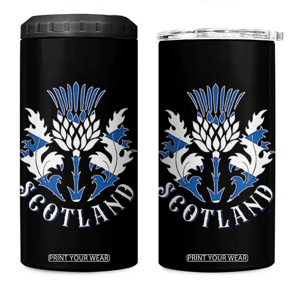 Scotland Thistle Floral Emblem 4 in 1 Can Cooler Tumbler Stylized Gothic Heraldry Scottish Heritage Pride