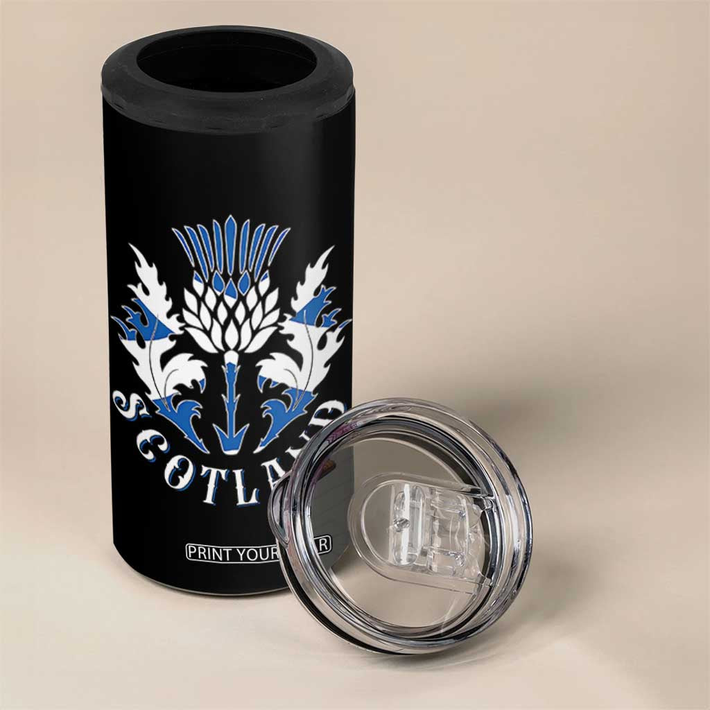 Scotland Thistle Floral Emblem 4 in 1 Can Cooler Tumbler Stylized Gothic Heraldry Scottish Heritage Pride