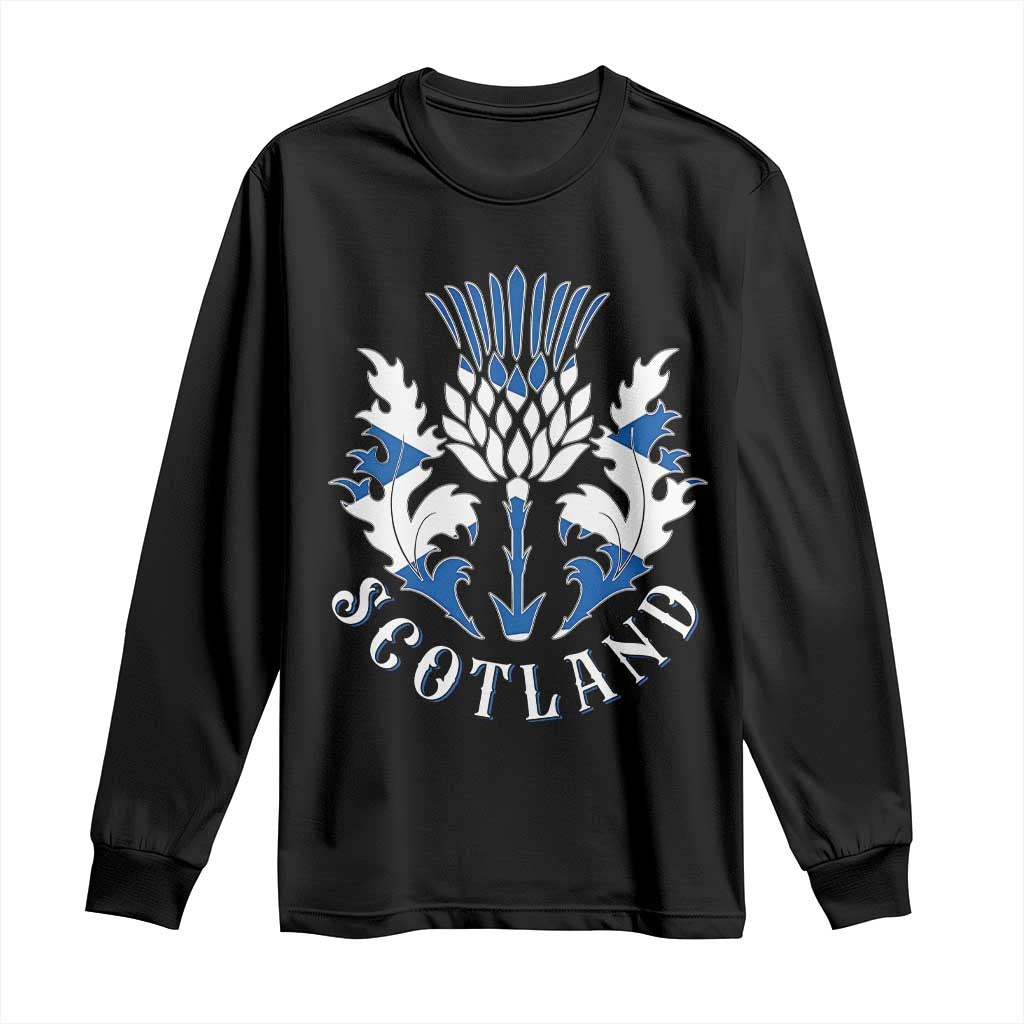 Scotland Thistle Floral Emblem Long Sleeve Shirt Stylized Gothic Heraldry Scottish Heritage Pride