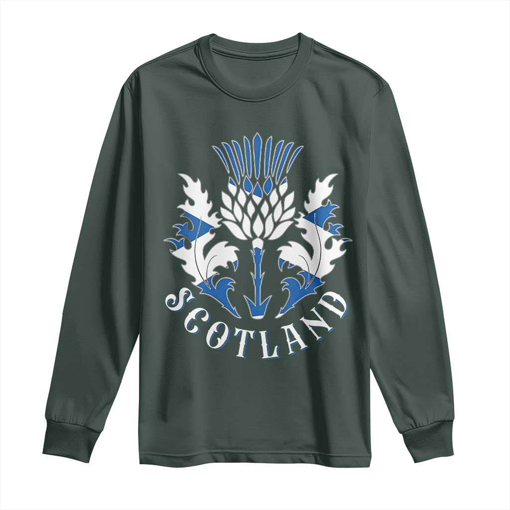 Scotland Thistle Floral Emblem Long Sleeve Shirt Stylized Gothic Heraldry Scottish Heritage Pride