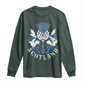 Scotland Thistle Floral Emblem Long Sleeve Shirt Stylized Gothic Heraldry Scottish Heritage Pride