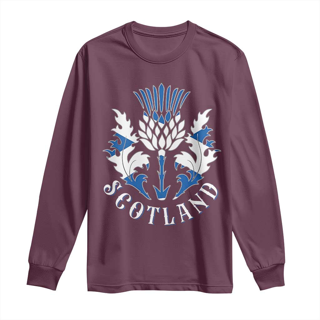 Scotland Thistle Floral Emblem Long Sleeve Shirt Stylized Gothic Heraldry Scottish Heritage Pride