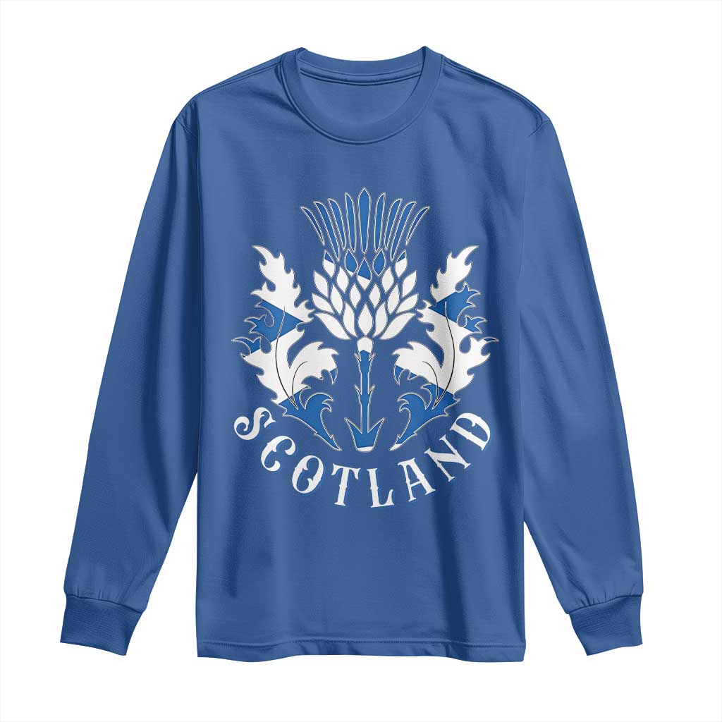 Scotland Thistle Floral Emblem Long Sleeve Shirt Stylized Gothic Heraldry Scottish Heritage Pride