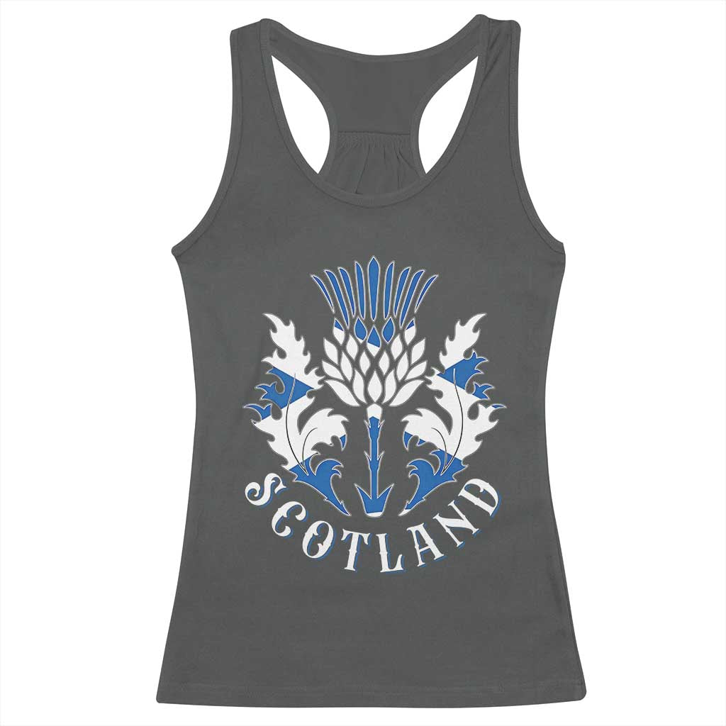 Scotland Thistle Floral Emblem Racerback Tank Top Stylized Gothic Heraldry Scottish Heritage Pride