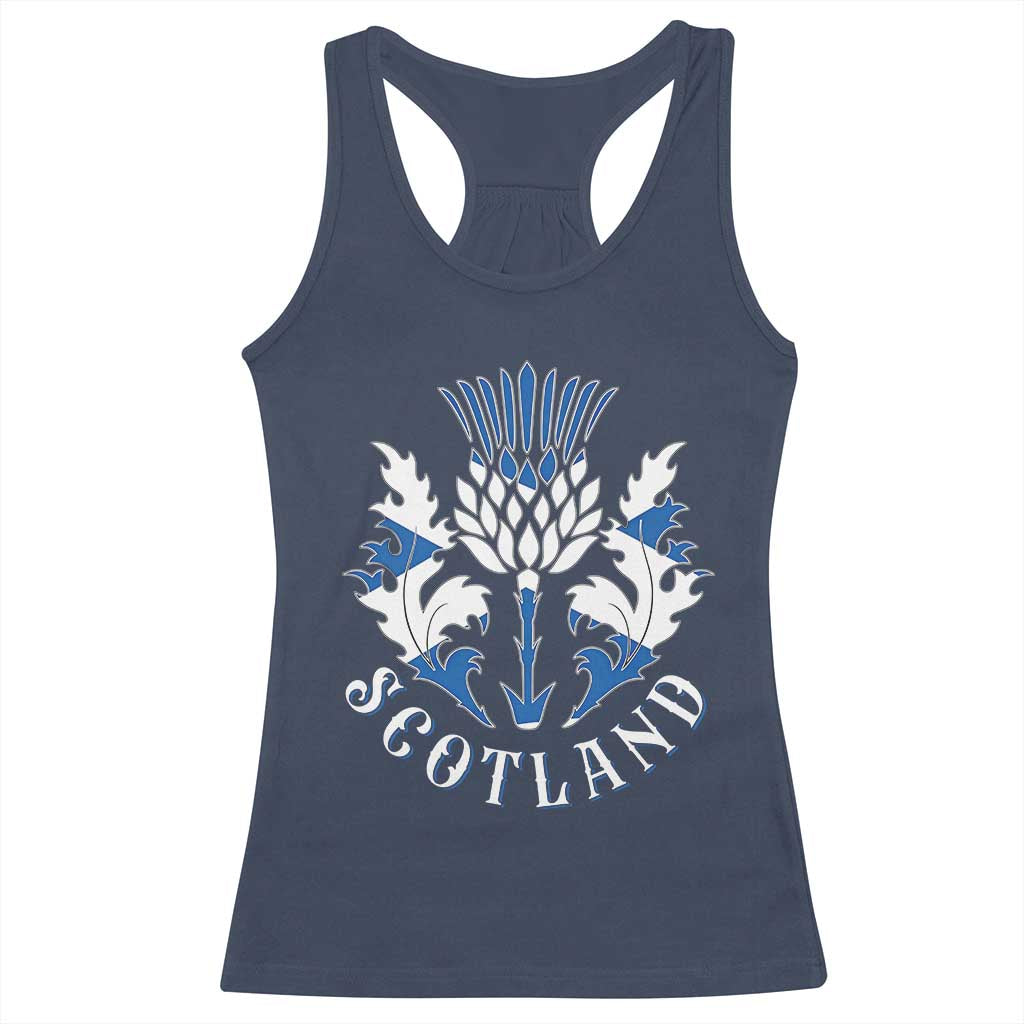Scotland Thistle Floral Emblem Racerback Tank Top Stylized Gothic Heraldry Scottish Heritage Pride