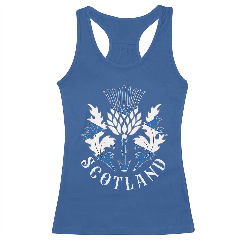 Scotland Thistle Floral Emblem Racerback Tank Top Stylized Gothic Heraldry Scottish Heritage Pride