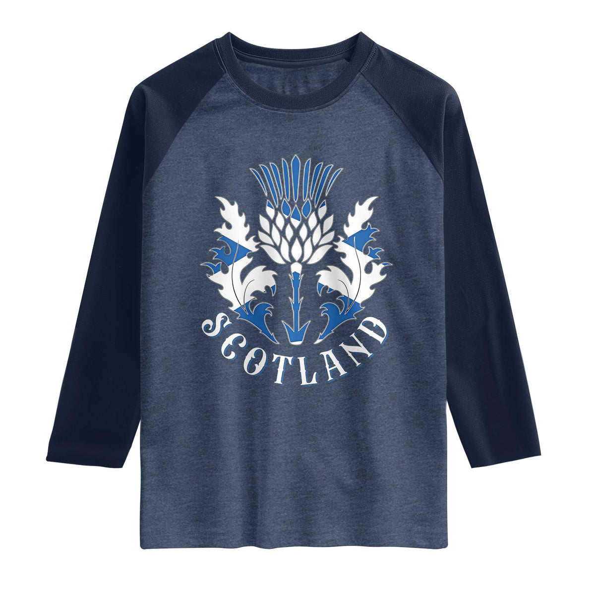 Scotland Thistle Floral Emblem Raglan Shirt Stylized Gothic Heraldry Scottish Heritage Pride