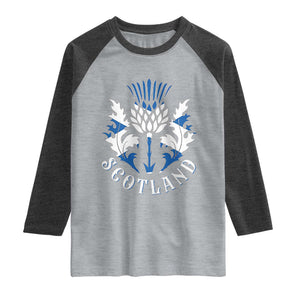 Scotland Thistle Floral Emblem Raglan Shirt Stylized Gothic Heraldry Scottish Heritage Pride