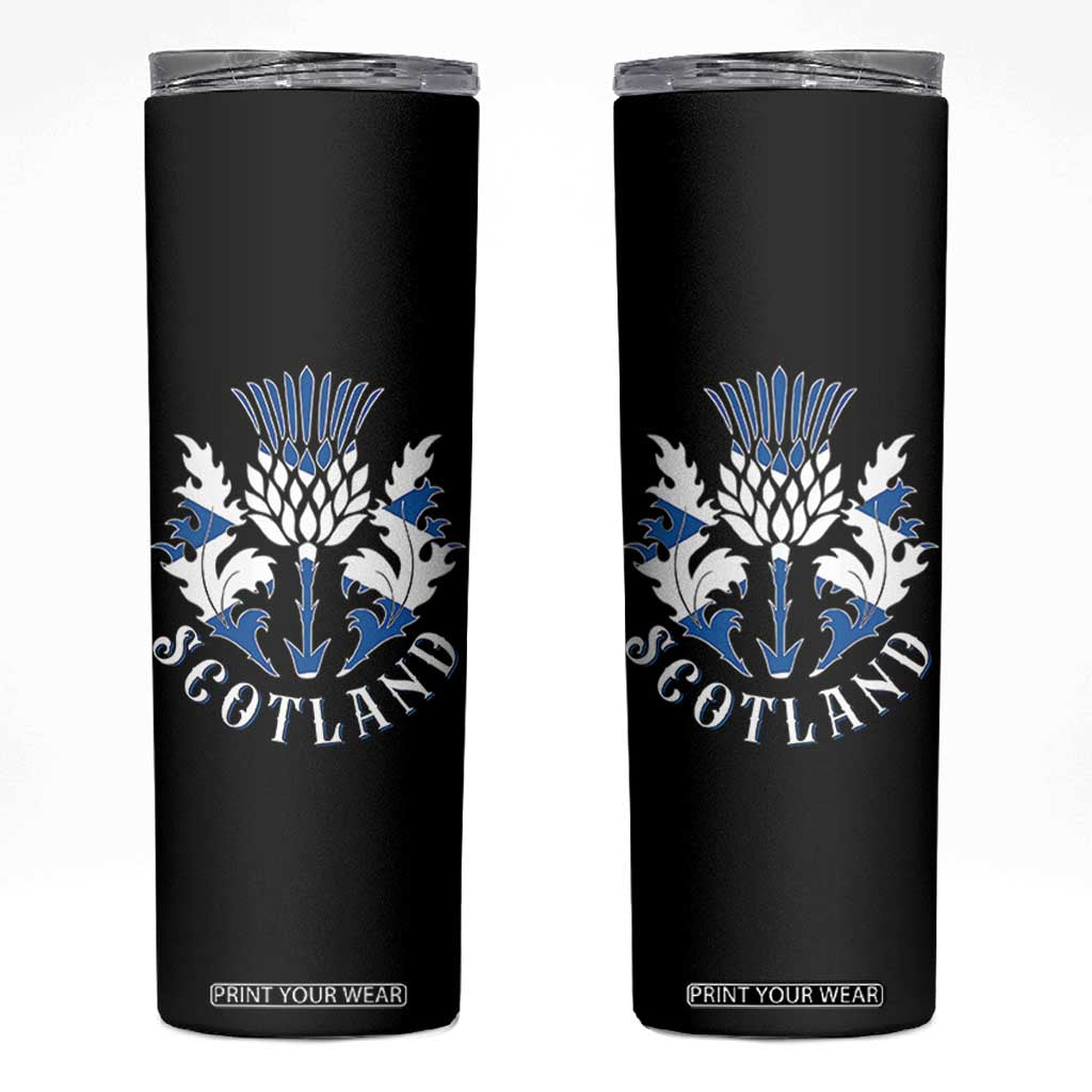 Scotland Thistle Floral Emblem Skinny Tumbler Stylized Gothic Heraldry Scottish Heritage Pride