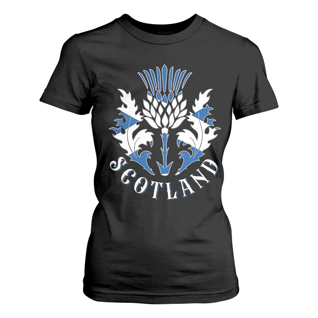 Scotland Thistle Floral Emblem T Shirt For Women Stylized Gothic Heraldry Scottish Heritage Pride